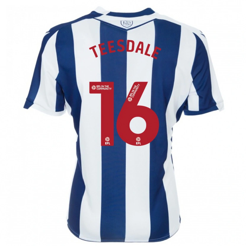 Danxen Kvinder Finn Teesdale #16 Marine Hvid Hjemmebane Spillertrøjer 2025/26 Trøje T-Shirt