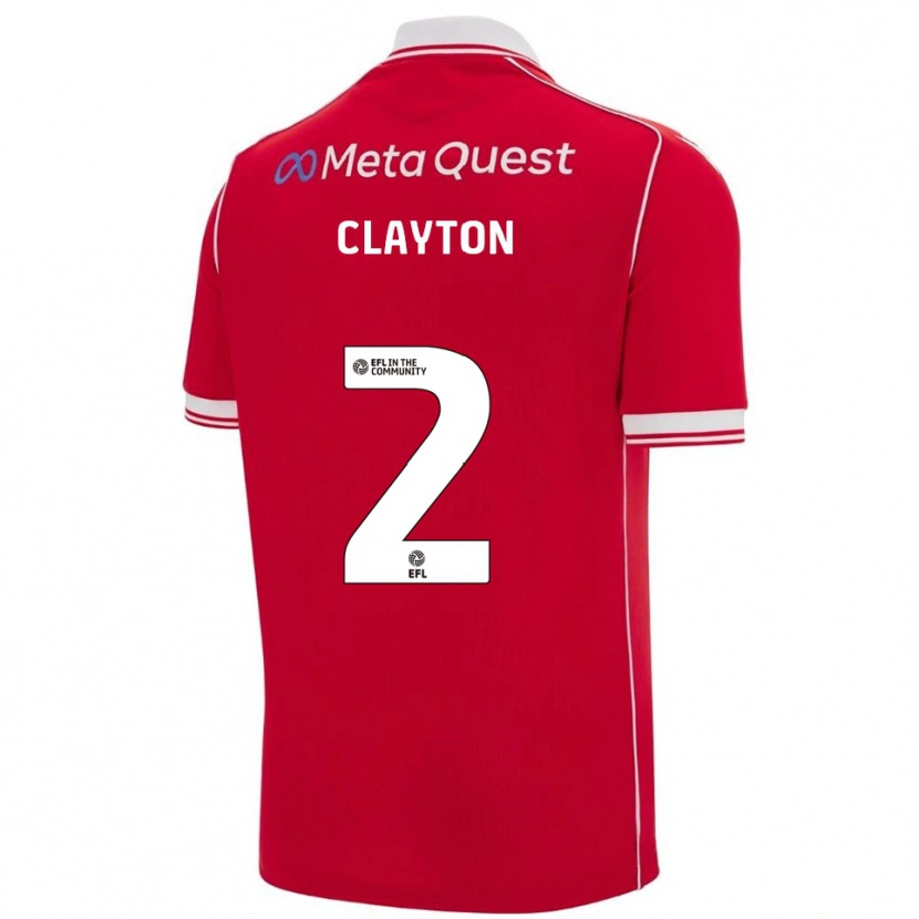 Danxen Kvinder Tommy Clayton #2 Rød Hvid Hjemmebane Spillertrøjer 2025/26 Trøje T-Shirt