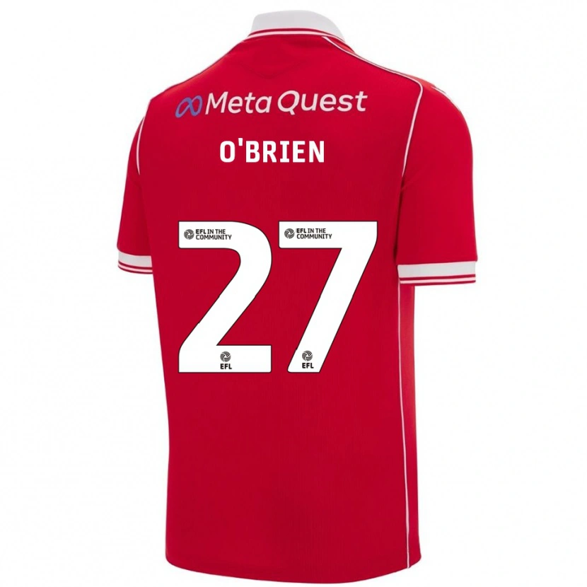 Danxen Kvinder Lewis O'brien #27 Rød Hvid Hjemmebane Spillertrøjer 2025/26 Trøje T-Shirt