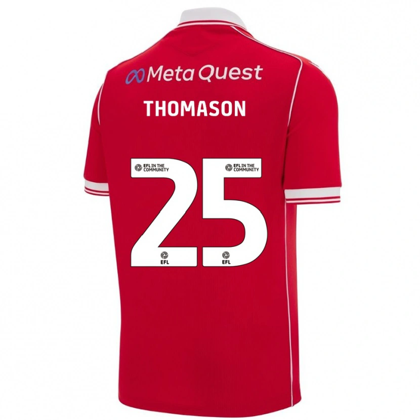 Danxen Kvinder George Thomason #25 Rød Hvid Hjemmebane Spillertrøjer 2025/26 Trøje T-Shirt