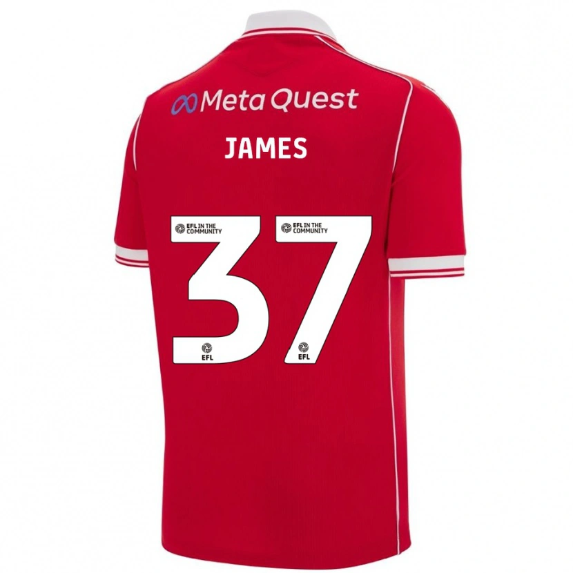 Danxen Kvinder Matty James #37 Rød Hvid Hjemmebane Spillertrøjer 2025/26 Trøje T-Shirt