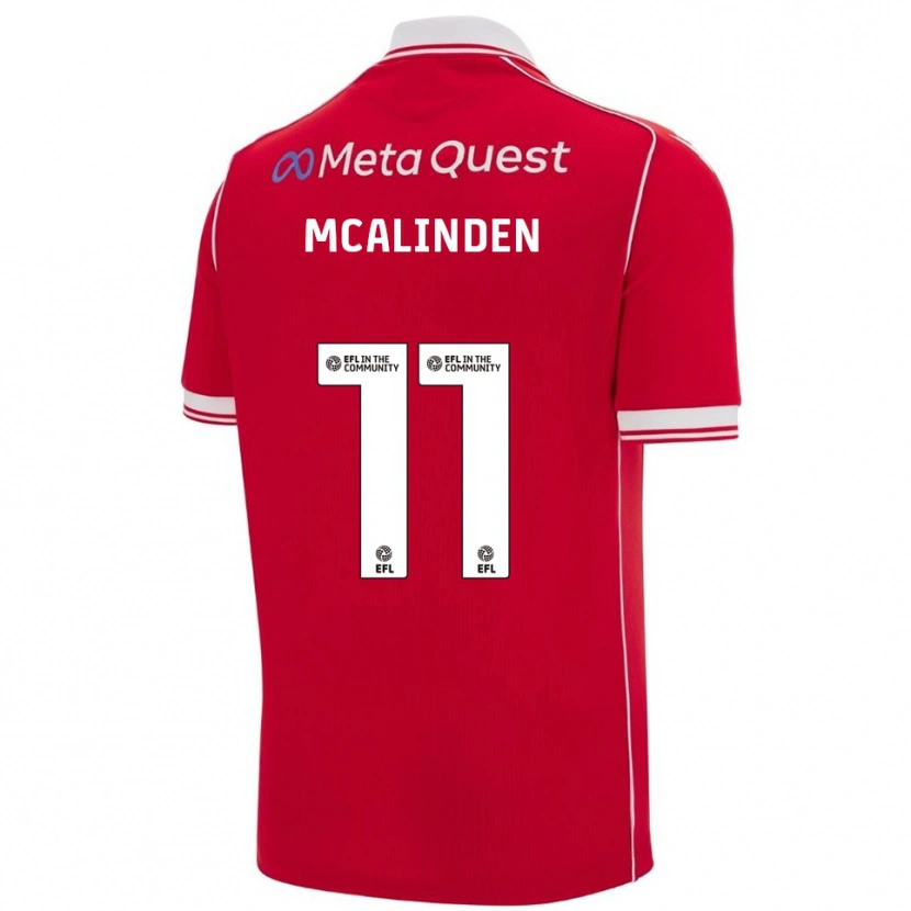 Danxen Kvinder Liam Mcalinden #11 Rød Hvid Hjemmebane Spillertrøjer 2025/26 Trøje T-Shirt