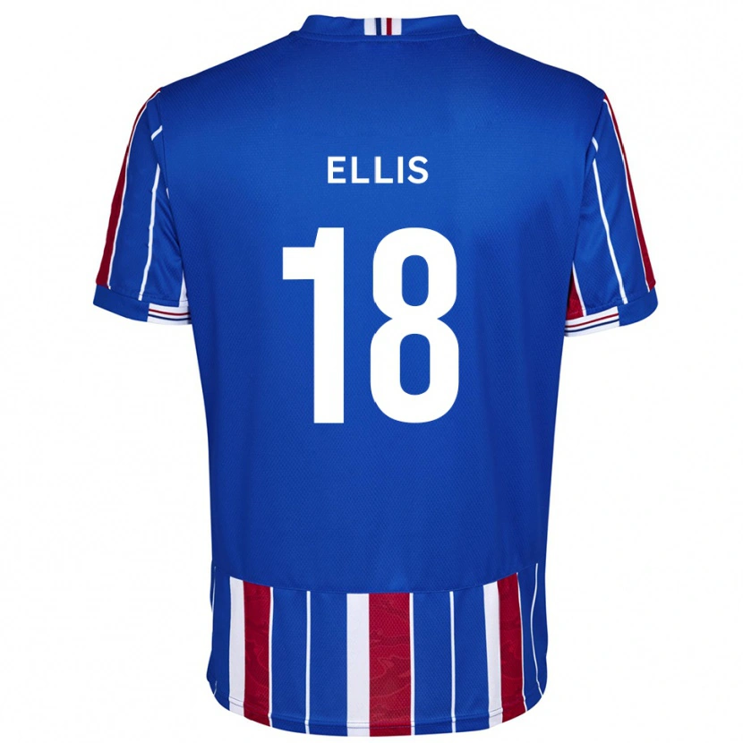 Danxen Kvinder Jack Ellis #18 Blå Rød Hvid Hjemmebane Spillertrøjer 2025/26 Trøje T-Shirt
