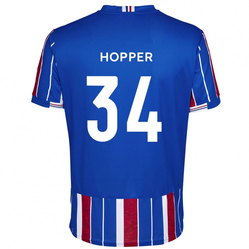 Danxen Kvinder Dan Hopper #34 Blå Rød Hvid Hjemmebane Spillertrøjer 2025/26 Trøje T-Shirt