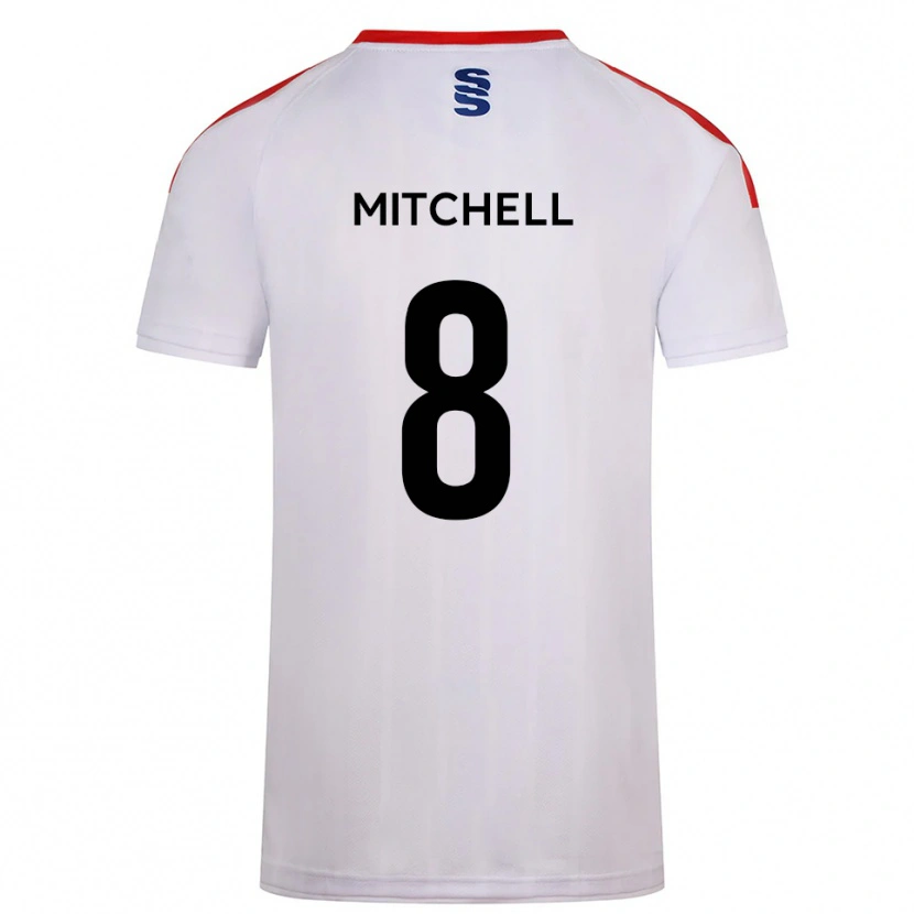 Danxen Kvinder Ethan Mitchell #8 Hvid Marine Hjemmebane Spillertrøjer 2025/26 Trøje T-Shirt