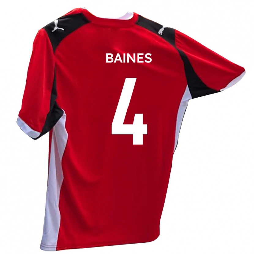 Danxen Kvinder Lewis Baines #4 Rød Hvid Hjemmebane Spillertrøjer 2025/26 Trøje T-Shirt
