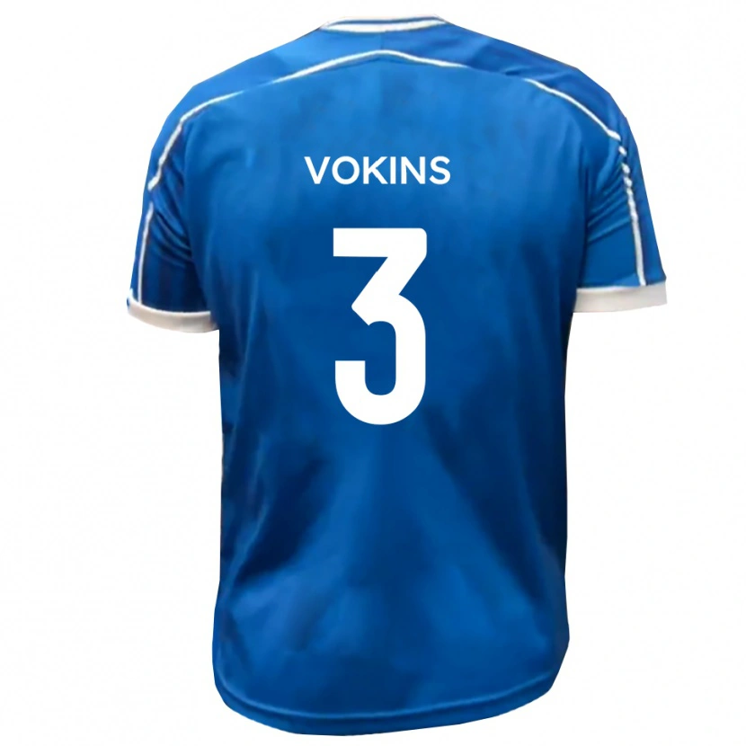 Danxen Kvinder Jake Vokins #3 Blå Hvid Hjemmebane Spillertrøjer 2025/26 Trøje T-Shirt