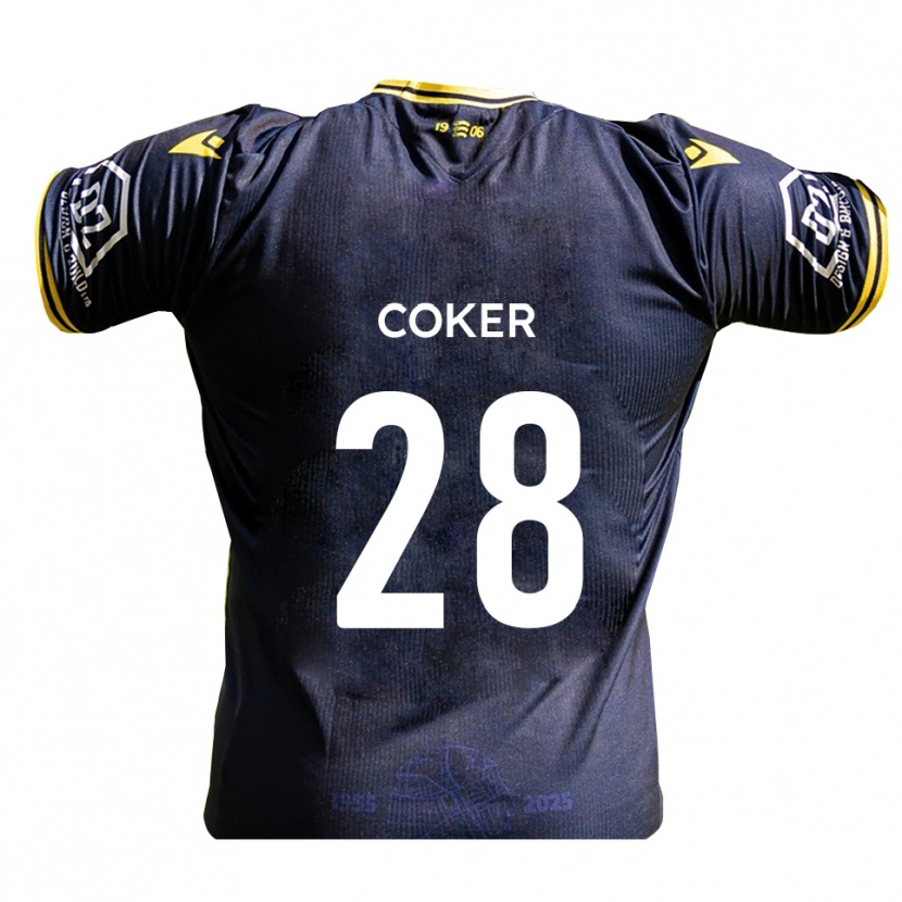 Danxen Kvinder Oliver Coker #28 Marine Gul Hjemmebane Spillertrøjer 2025/26 Trøje T-Shirt
