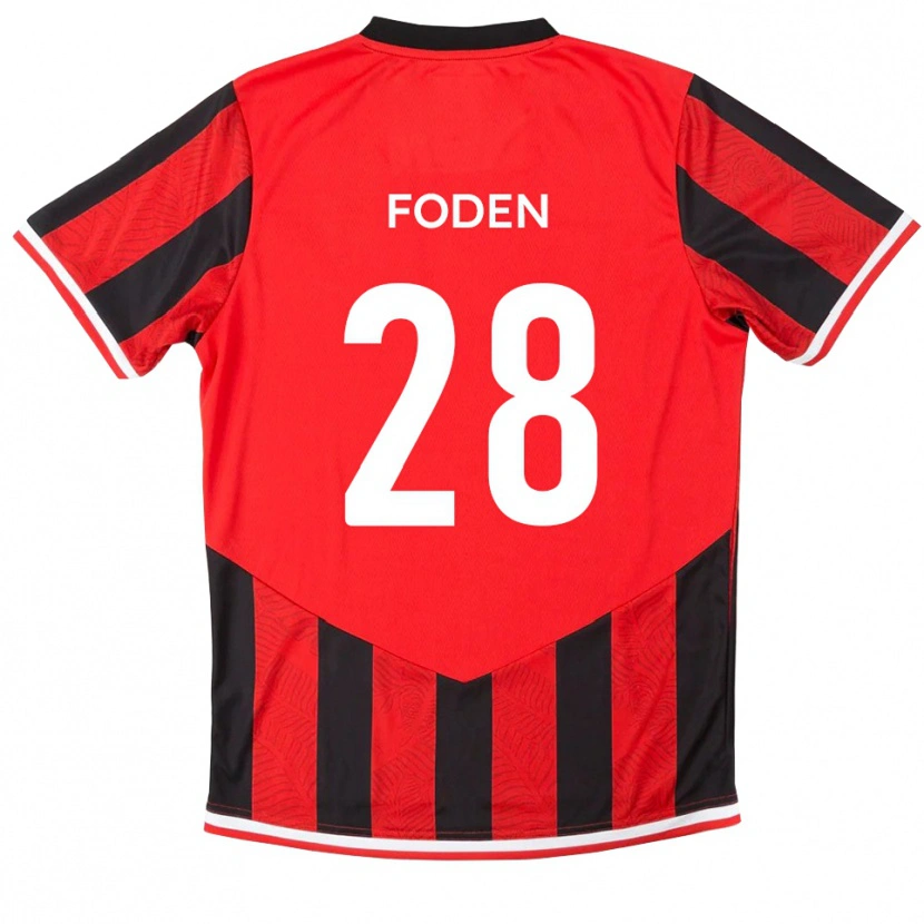Danxen Kvinder Daniel Foden #28 Rød Sort Hjemmebane Spillertrøjer 2025/26 Trøje T-Shirt
