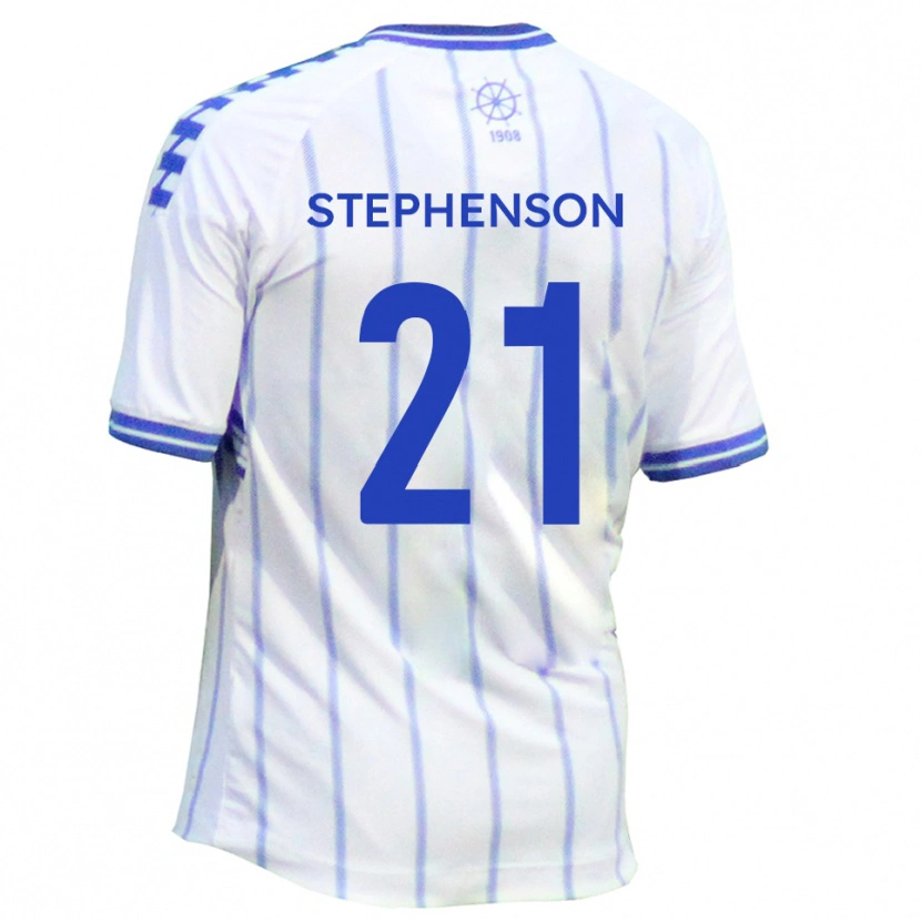 Danxen Kvinder Louis Stephenson #21 Hvid Blå Hjemmebane Spillertrøjer 2025/26 Trøje T-Shirt