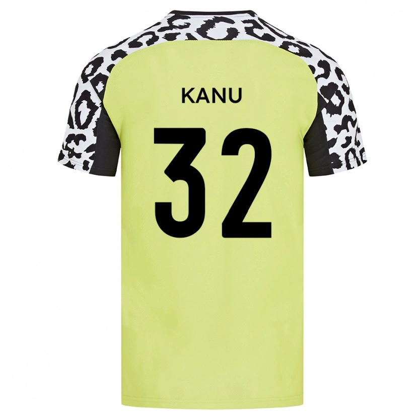 Danxen Kvinder Abraham Kanu #32 Fluorescerende Gul Hjemmebane Spillertrøjer 2025/26 Trøje T-Shirt