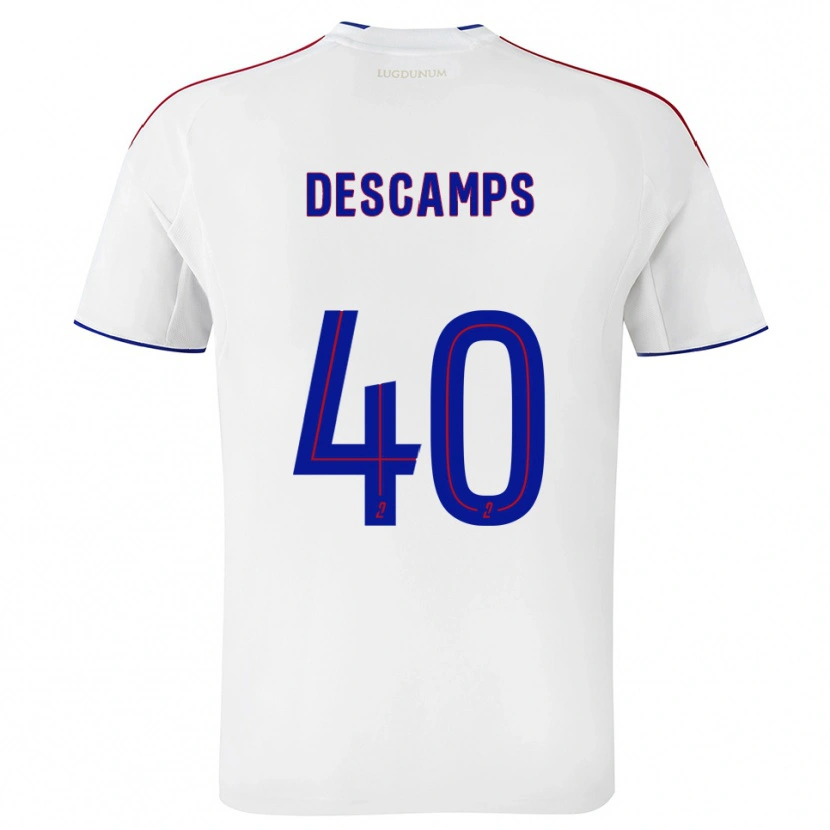 Danxen Kvinder Rémy Descamps #40 Hvid Rød Hjemmebane Spillertrøjer 2025/26 Trøje T-Shirt