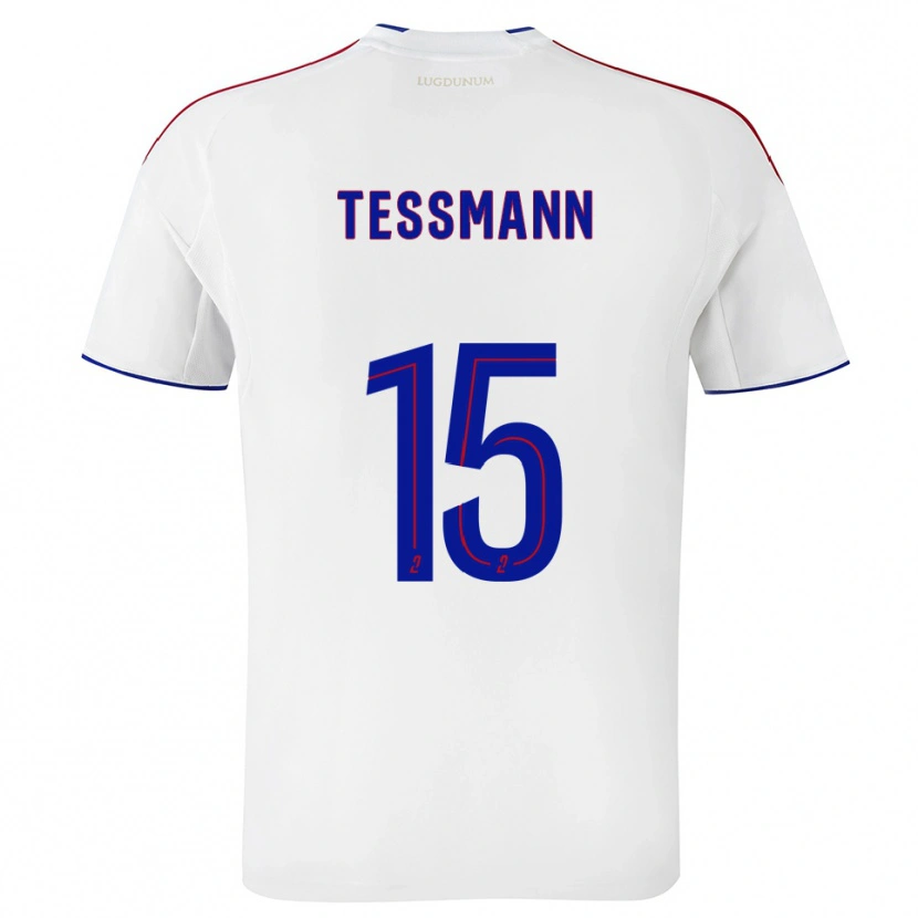 Danxen Kvinder Tanner Tessmann #15 Hvid Rød Hjemmebane Spillertrøjer 2025/26 Trøje T-Shirt