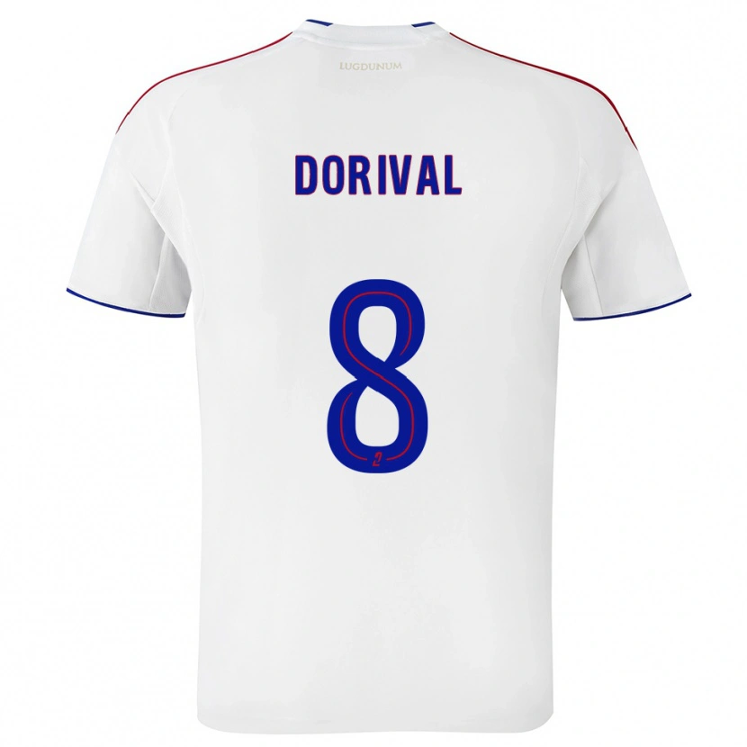 Danxen Kvinder Pierre Dorival #8 Hvid Rød Hjemmebane Spillertrøjer 2025/26 Trøje T-Shirt