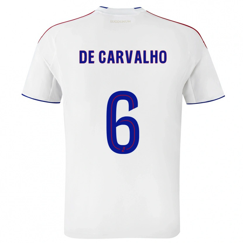 Danxen Kvinder Mathys De Carvalho #6 Hvid Rød Hjemmebane Spillertrøjer 2025/26 Trøje T-Shirt