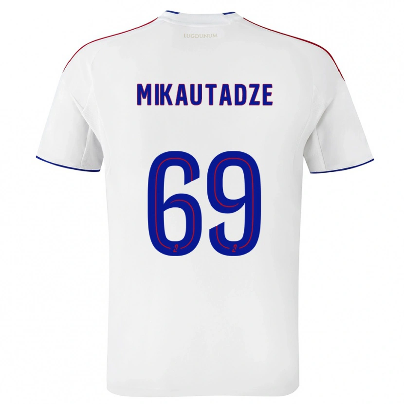Danxen Kvinder Georges Mikautadze #69 Hvid Rød Hjemmebane Spillertrøjer 2025/26 Trøje T-Shirt