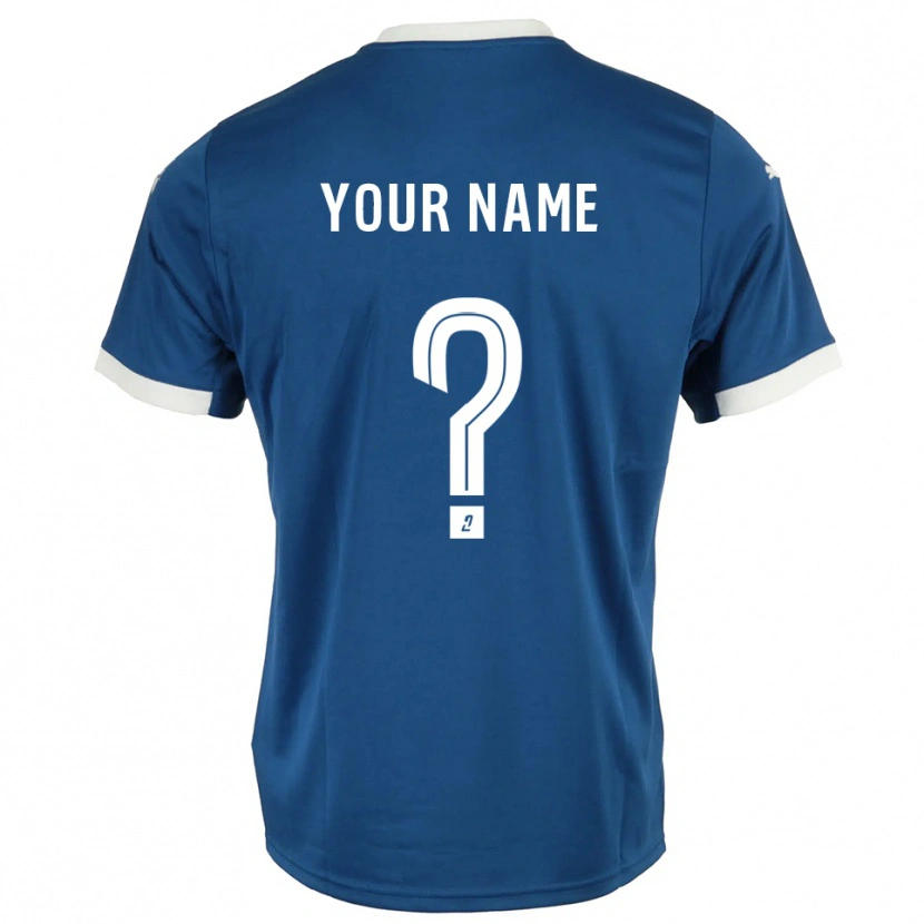 Danxen Kvinder Dit Navn #0 Blå Hvid Hjemmebane Spillertrøjer 2025/26 Trøje T-Shirt