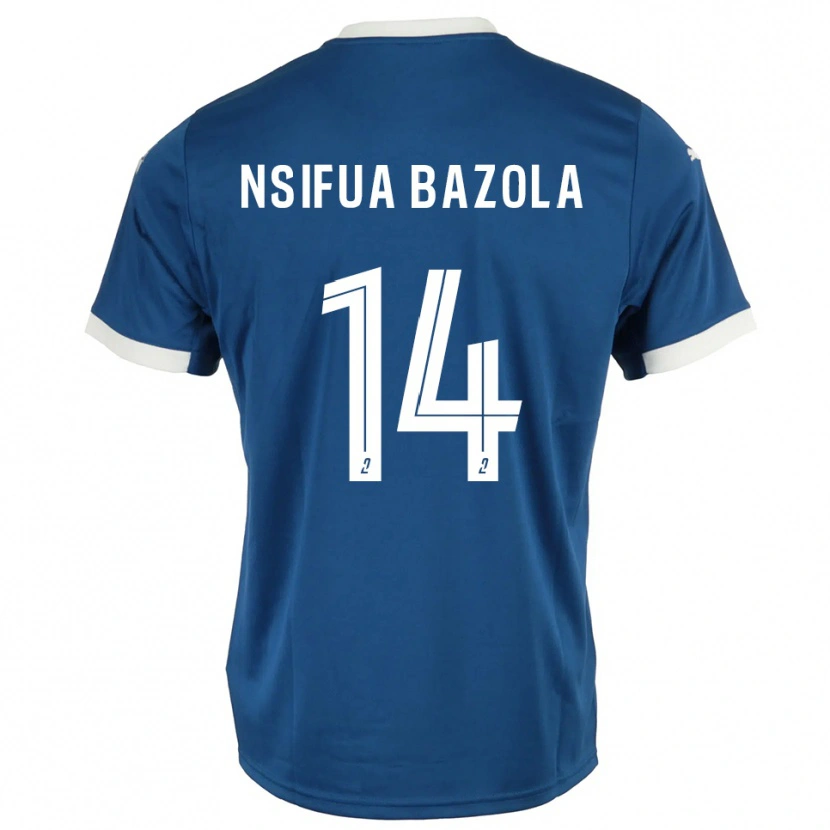 Danxen Kvinder Preston Nsifua Bazola #14 Blå Hvid Hjemmebane Spillertrøjer 2025/26 Trøje T-Shirt