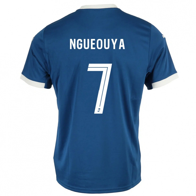 Danxen Kvinder Anthony Ngueouya #7 Blå Hvid Hjemmebane Spillertrøjer 2025/26 Trøje T-Shirt