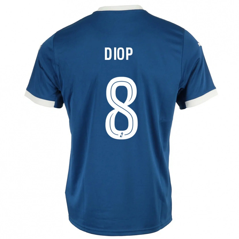 Danxen Kvinder Mouhamed Diop #8 Blå Hvid Hjemmebane Spillertrøjer 2025/26 Trøje T-Shirt