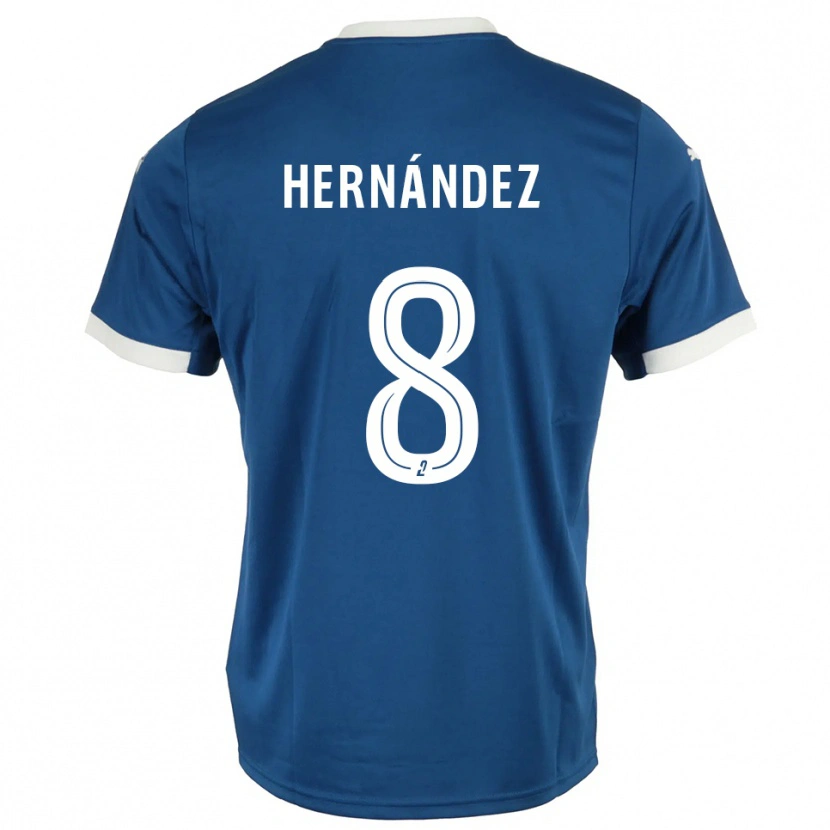 Danxen Kvinder Pablo Hernandez #8 Blå Hvid Hjemmebane Spillertrøjer 2025/26 Trøje T-Shirt