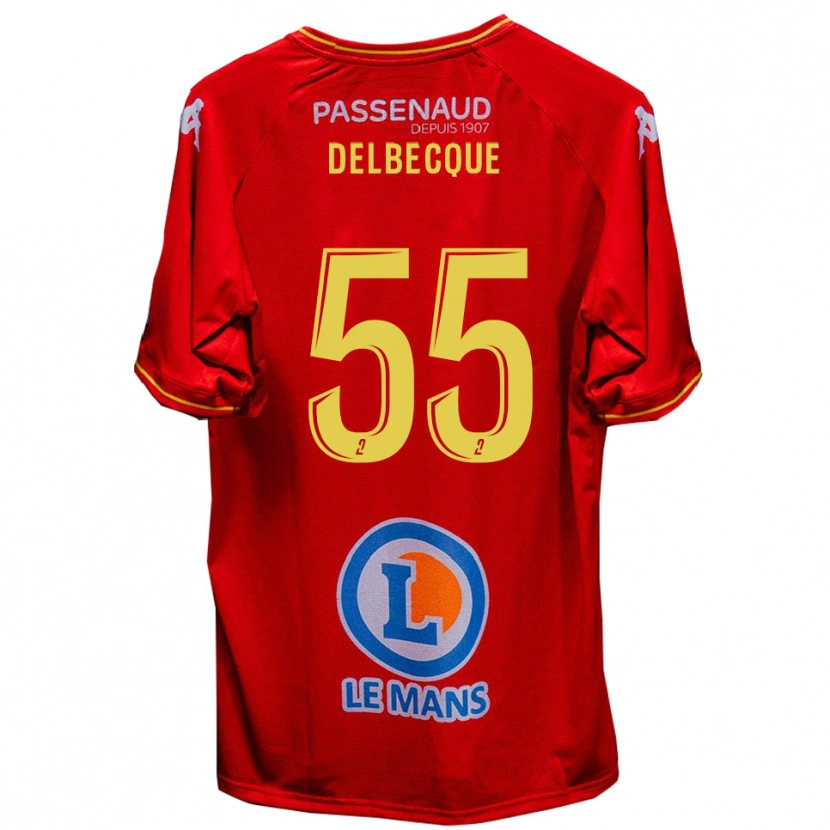 Danxen Kvinder Augustin Delbecque #55 Rød Gul Hjemmebane Spillertrøjer 2025/26 Trøje T-Shirt