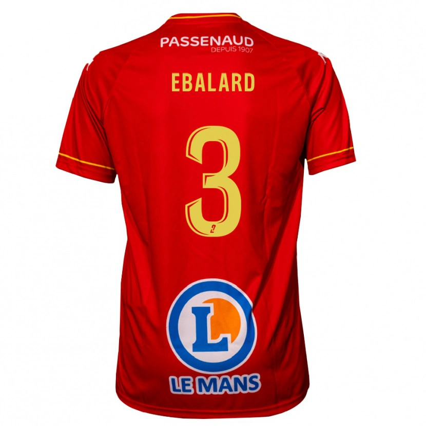 Danxen Kvinder Yannick Ebalard #3 Rød Gul Hjemmebane Spillertrøjer 2025/26 Trøje T-Shirt