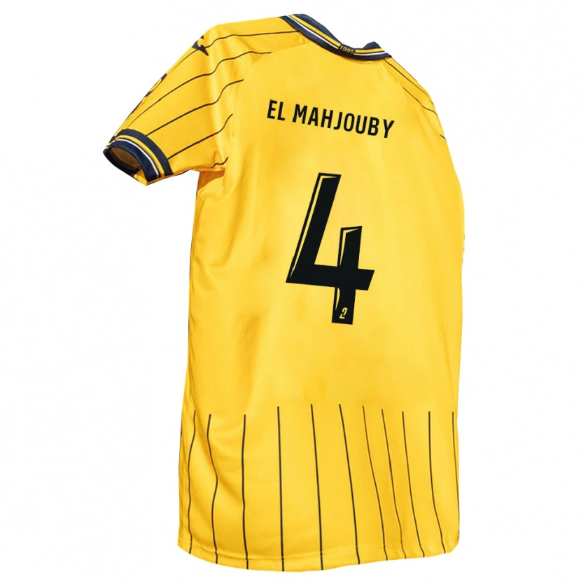 Danxen Kvinder Adam El Mahjouby #4 Gul Marine Hjemmebane Spillertrøjer 2025/26 Trøje T-Shirt