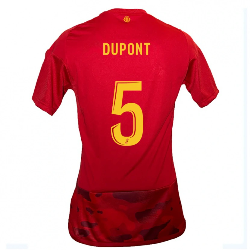Danxen Kvinder Baptiste Dupont #5 Rød Gul Hjemmebane Spillertrøjer 2025/26 Trøje T-Shirt