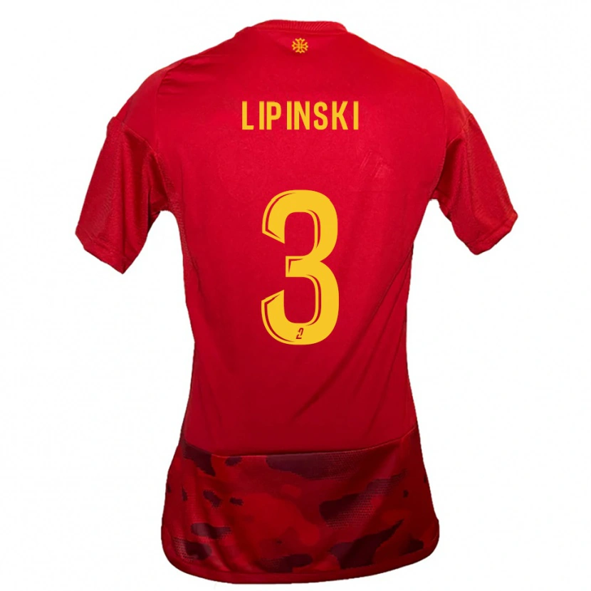 Danxen Kvinder Raphaël Lipinski #3 Rød Gul Hjemmebane Spillertrøjer 2025/26 Trøje T-Shirt