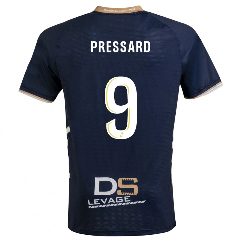 Danxen Kvinder Alan Pressard #9 Marine Guld Hjemmebane Spillertrøjer 2025/26 Trøje T-Shirt