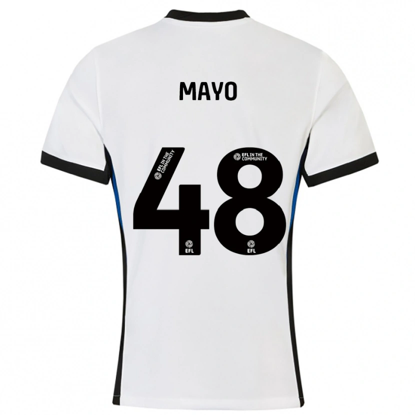 Danxen Kvinder Bradley Mayo #48 Hvid Blå Udebane Spillertrøjer 2025/26 Trøje T-Shirt