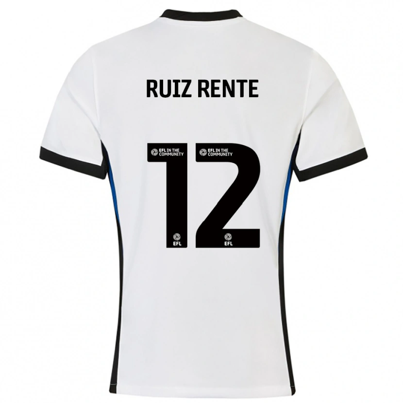 Danxen Kvinder Álvaro Ruiz Rente #12 Hvid Blå Udebane Spillertrøjer 2025/26 Trøje T-Shirt