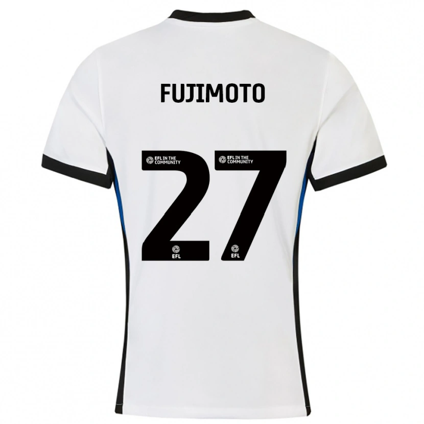 Danxen Kvinder Kanya Fujimoto #27 Hvid Blå Udebane Spillertrøjer 2025/26 Trøje T-Shirt