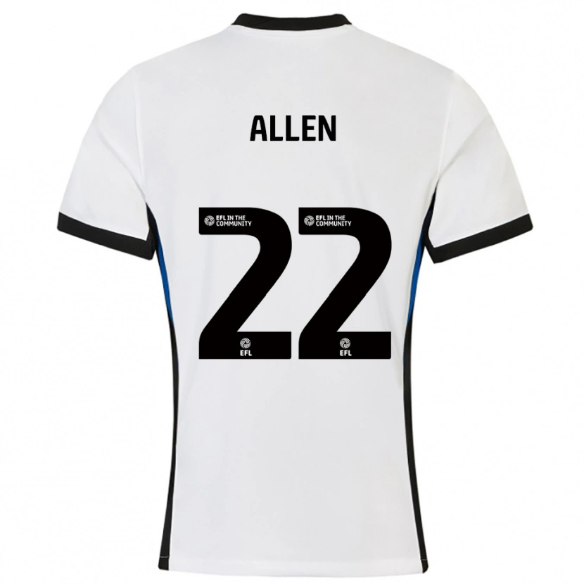Danxen Kvinder Remi Allen #22 Hvid Blå Udebane Spillertrøjer 2025/26 Trøje T-Shirt