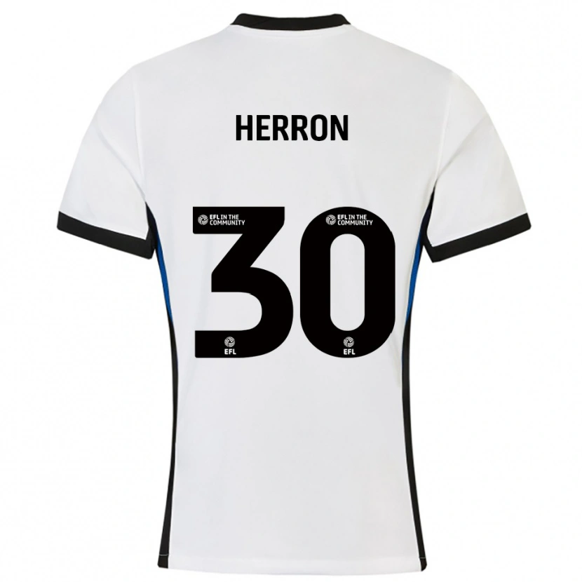 Danxen Kvinder Neve Herron #30 Hvid Blå Udebane Spillertrøjer 2025/26 Trøje T-Shirt