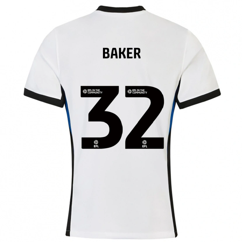 Danxen Kvinder Ava Baker #32 Hvid Blå Udebane Spillertrøjer 2025/26 Trøje T-Shirt