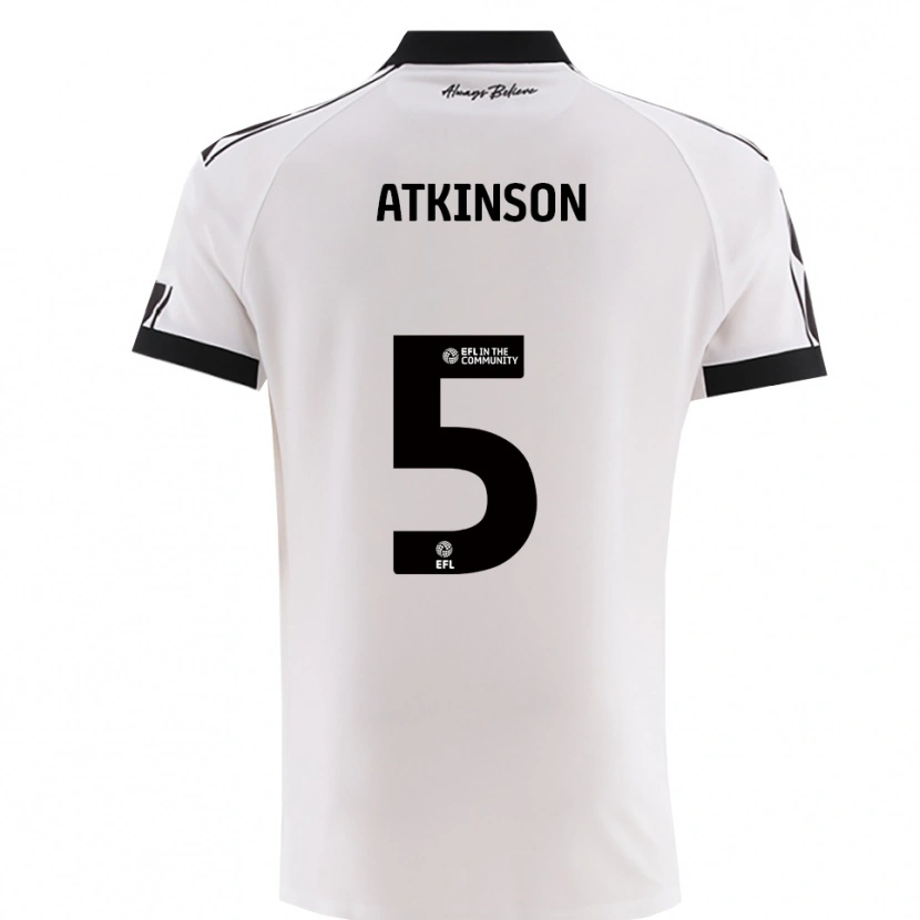 Danxen Kvinder Rob Atkinson #5 Hvid Sort Udebane Spillertrøjer 2025/26 Trøje T-Shirt