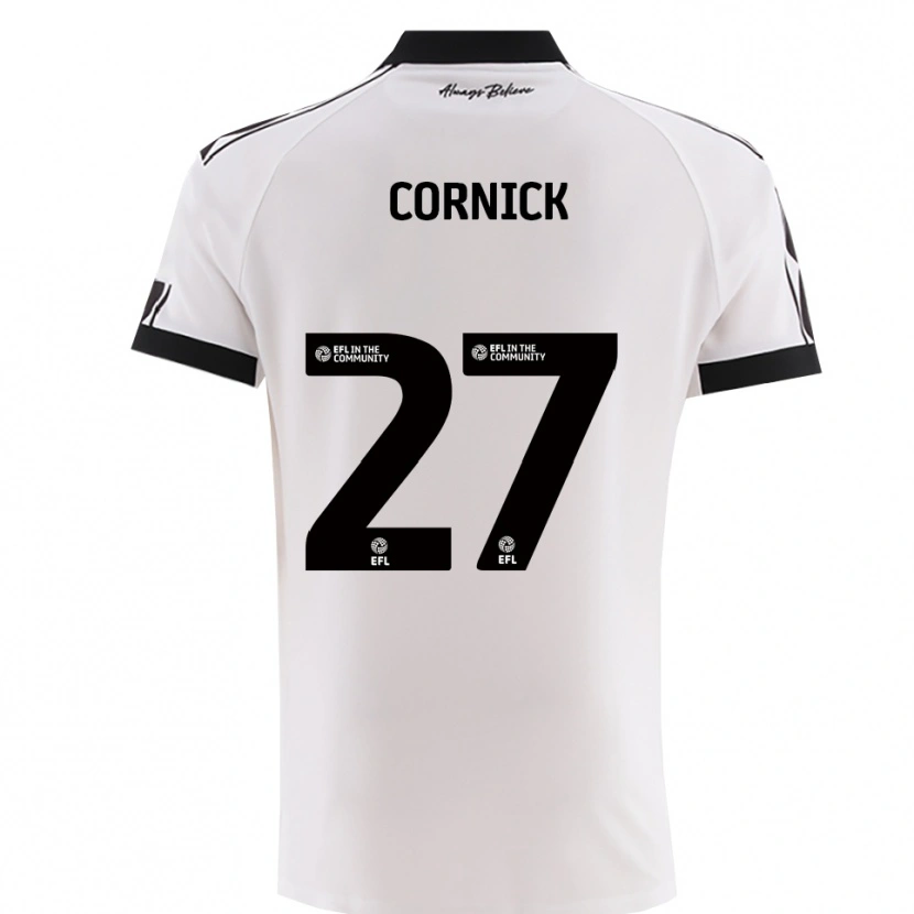 Danxen Kvinder Harry Cornick #27 Hvid Sort Udebane Spillertrøjer 2025/26 Trøje T-Shirt