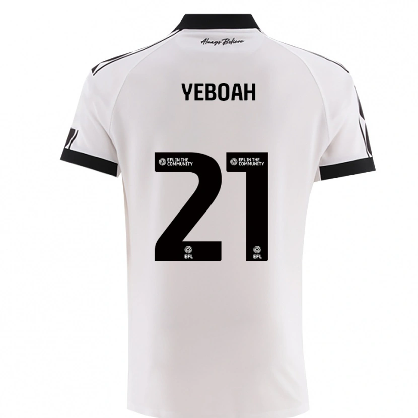 Danxen Kvinder Ephraim Yeboah #21 Hvid Sort Udebane Spillertrøjer 2025/26 Trøje T-Shirt