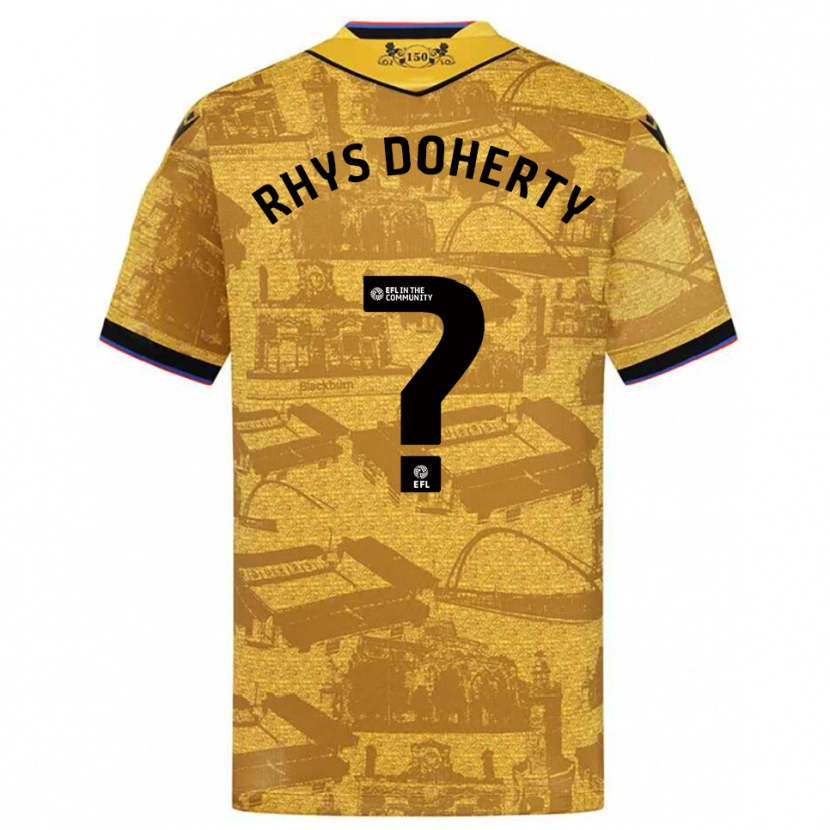 Danxen Kvinder Rhys Doherty #0 Guld Sort Udebane Spillertrøjer 2025/26 Trøje T-Shirt