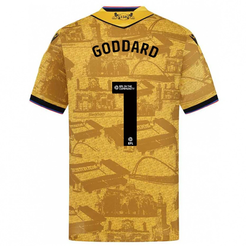 Danxen Kvinder Felix Goddard #1 Guld Sort Udebane Spillertrøjer 2025/26 Trøje T-Shirt