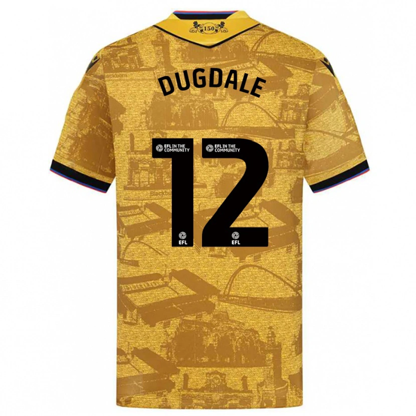 Danxen Kvinder Rachel Dugdale #12 Guld Sort Udebane Spillertrøjer 2025/26 Trøje T-Shirt