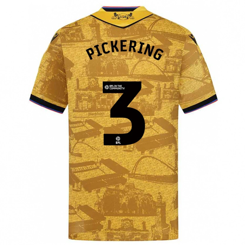 Danxen Kvinder Harry Pickering #3 Guld Sort Udebane Spillertrøjer 2025/26 Trøje T-Shirt