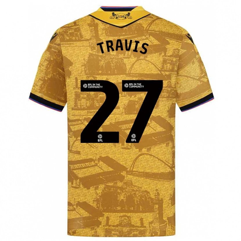 Danxen Kvinder Lewis Travis #27 Guld Sort Udebane Spillertrøjer 2025/26 Trøje T-Shirt