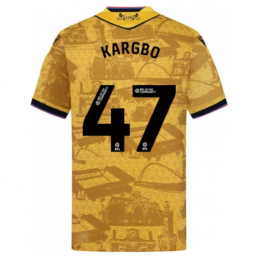 Danxen Kvinder Augustus Kargbo #47 Guld Sort Udebane Spillertrøjer 2025/26 Trøje T-Shirt