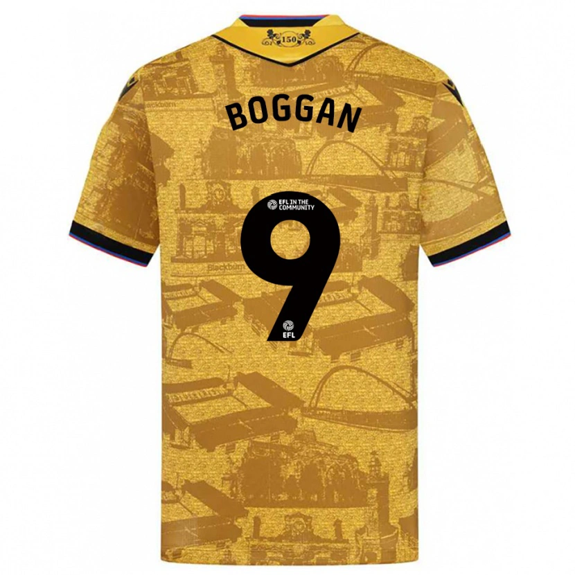 Danxen Kvinder Joe Boggan #9 Guld Sort Udebane Spillertrøjer 2025/26 Trøje T-Shirt