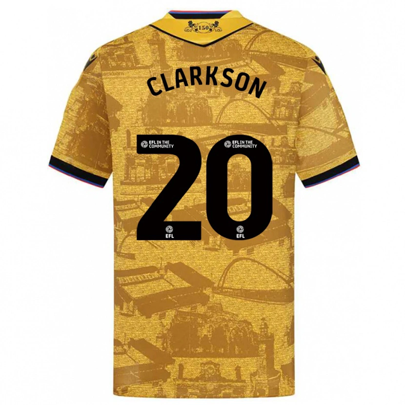 Danxen Kvinder Eve Clarkson #20 Guld Sort Udebane Spillertrøjer 2025/26 Trøje T-Shirt