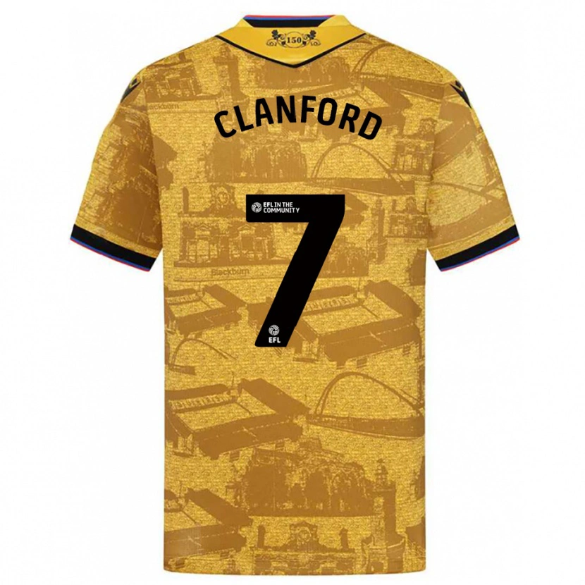 Danxen Kvinder Charlie Clanford #7 Guld Sort Udebane Spillertrøjer 2025/26 Trøje T-Shirt
