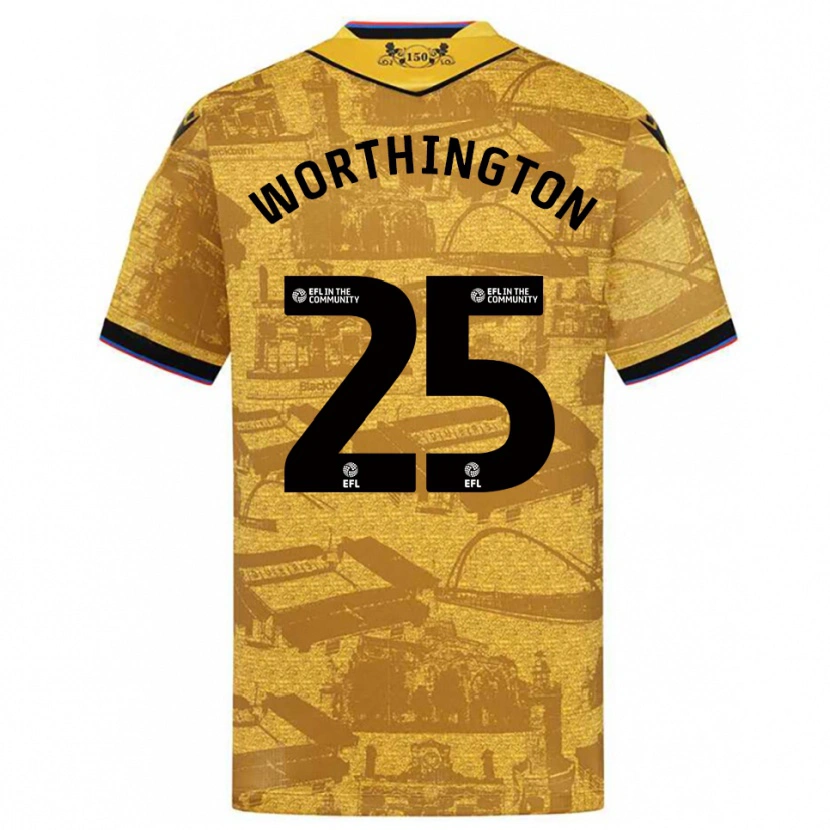 Danxen Kvinder Nicola Worthington #25 Guld Sort Udebane Spillertrøjer 2025/26 Trøje T-Shirt